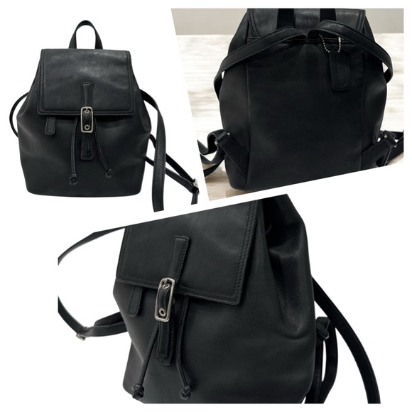 Coach Vintage Hampton Legacy Smooth Black Leather Backpack #9858 - Picture 1 of 14